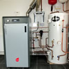 MCZ Compact 24 22kW Wood pellet boiler installed in utility room, Somerset